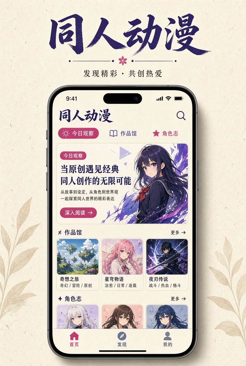 同人动漫移动端界面